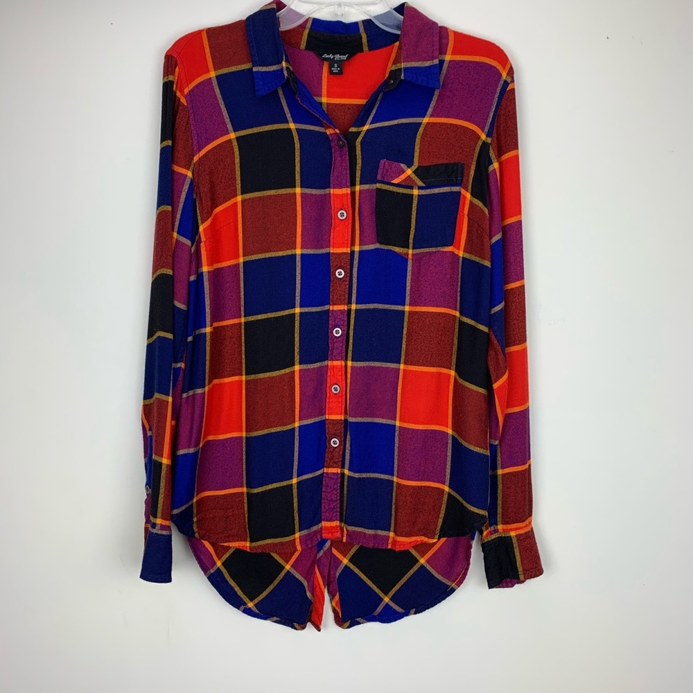 Lucky Brand Plaid Bungalow Button Down Tunic Sz S